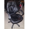 Black Leather Adjustable Task Chair with Fixed Arms